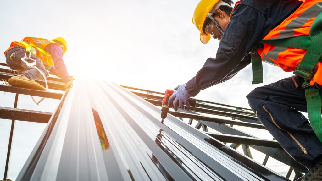 Construction Worker Installing Roof